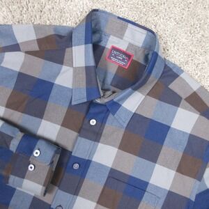 Untuckit Shirt Mens Large Blue Plaid Performance Twill Plemonte Reg Button Up
